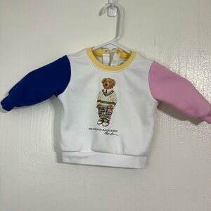 Polo Ralph Lauren Baby Polo Bear Preppy Fleece Sweatshirt PINK BLUE Sz 6 Months